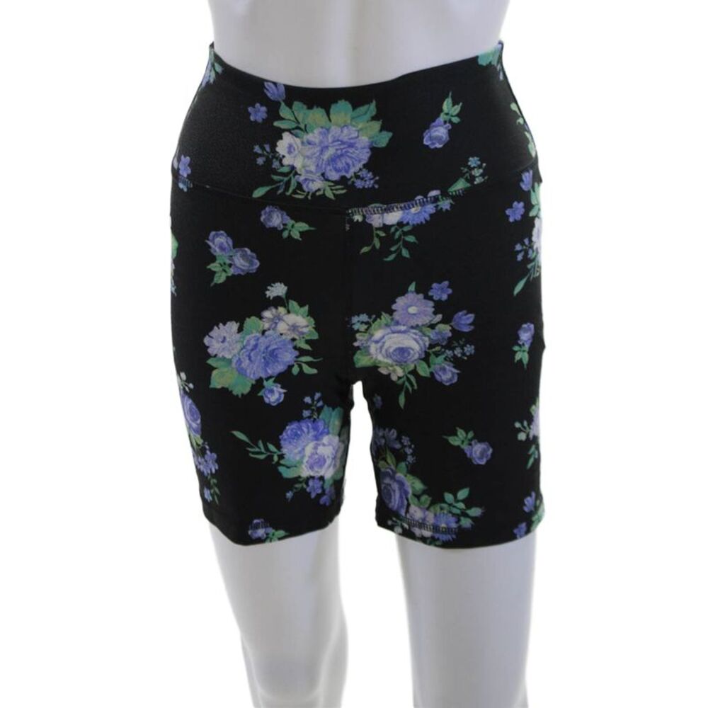 We Wore What Unisex Biker Floral Black Shorts Size S